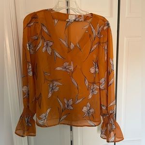 Mustard yellow floral blouse